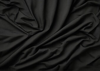 Obraz premium Draped Black Fabric Texture Background. Classic Textile. Great for product photography, fashion and apparel websites, graphic design layouts, website headers, stylish text overlays 