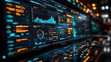 Obraz premium Futuristic Tech Dashboard Interface Data Analytics Monitoring and Control System
