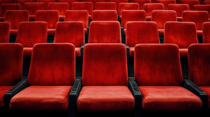 Fototapeta premium Rows of Empty Red Cinema Seats in a Movie Theater
