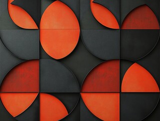 Fototapeta premium Abstract geometrical pattern with black shapes on dark background 3D Rendering