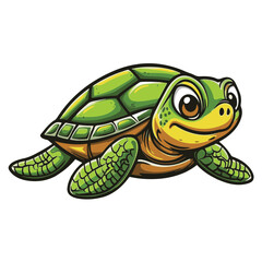 Fototapeta premium Sea Turtle Simple Vector Log