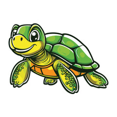 Obraz premium Sea Turtle Simple Vector Log