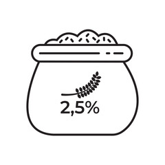 Illustration icon of a sack of rice 2.5 percent for the obligation to pay zakat fitra for Muslims in the month of Ramadan