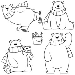 Cute bear sticker line drawing