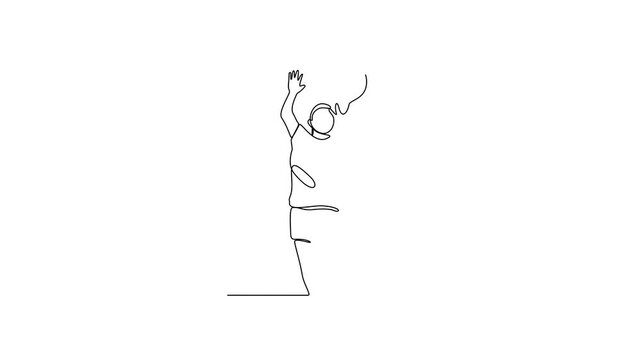 Animated self drawing of Volleyball sports video design illustration. Volleyball sports design in simple linear continuous style video concept. Sports themes design for your asset design video.