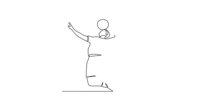 Animated self drawing of Volleyball sports video design illustration. Volleyball sports design in simple linear continuous style video concept. Sports themes design for your asset design video.