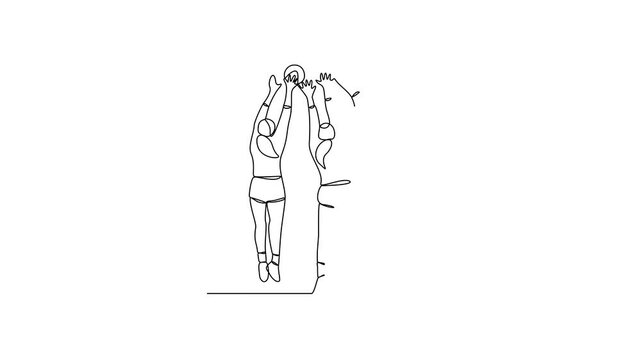 Animated self drawing of Volleyball sports video design illustration. Volleyball sports design in simple linear continuous style video concept. Sports themes design for your asset design video.