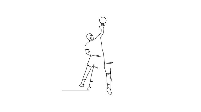 Animated self drawing of Volleyball sports video design illustration. Volleyball sports design in simple linear continuous style video concept. Sports themes design for your asset design video.