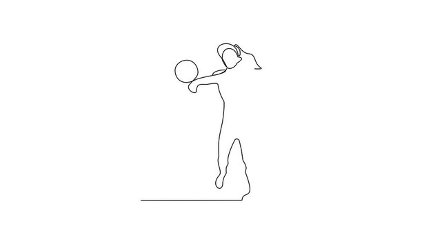 Animated self drawing of Volleyball sports video design illustration. Volleyball sports design in simple linear continuous style video concept. Sports themes design for your asset design video.