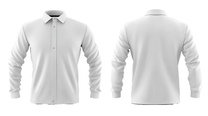 White long-sleeve shirt mockup, front & back, isolated