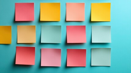 Colorful Sticky Notes on Blue Background - Planning and Organization Concept