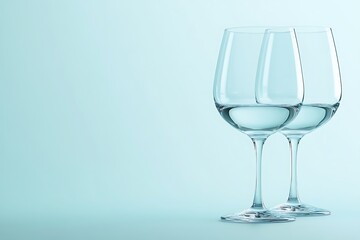 Fototapeta premium Elegant Empty Wine Glasses on Pastel Background
