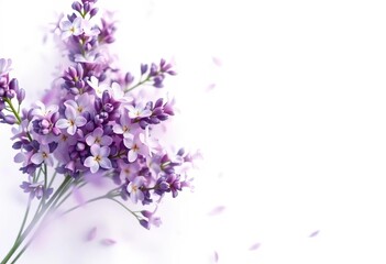Soft purple lavender blossoms swirl on a white background, creating a dreamy, ethereal effect, botany, texture