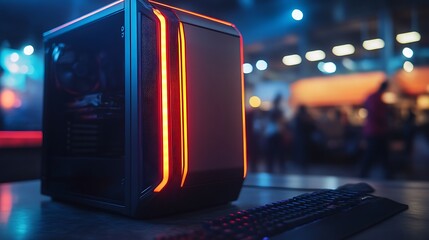 Cyberpunk Gaming PC Setup: Neon Lights and High-Tech