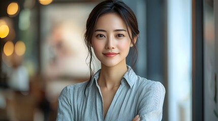 Obraz premium Confident Senior Businesswoman Posing by Window