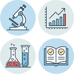 set of research related icons editable stroke