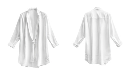 White blouse, front & back view, studio shot, clothing mockup