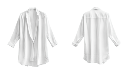 White blouse, front & back view, studio shot, clothing mockup