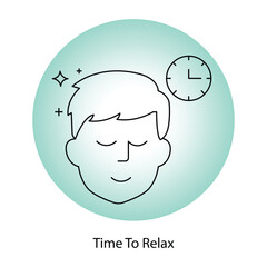 Vector icon for Time to Relax – Relaxation Pose with a Clock, Encouraging Mindful Rest.