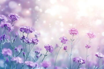 Naklejka premium Purple Flowers Bloom Softly in Sunlight