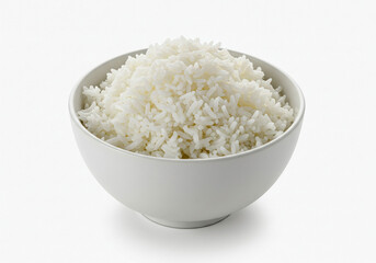 Cooked white rice isolated on white background