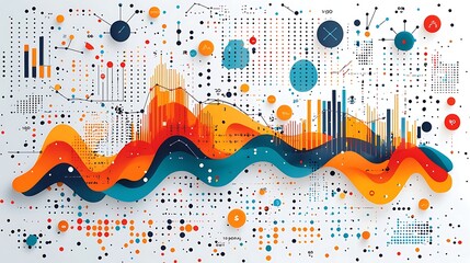 Abstract Data Visualization Colorful Waves Charts Graphs Business Analytics Background