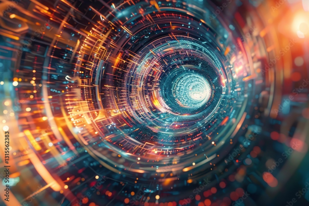 Poster A colorful and abstract visual representation of a computers processing power, Abstract representation of operational processes and workflow
