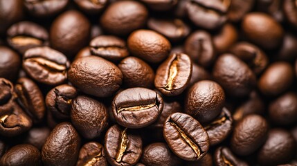 Obraz premium Freshly Roasted Coffee Beans Spread Across a Natural Linen Background