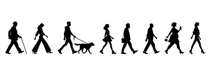 Vector illustration. Large set of silhouettes on a white background.