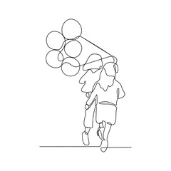 One continuous line drawing of children playing  in the playground park vector illustration. Games themes design concept in simple linear continuous line. Game themes design is suitable for your asset