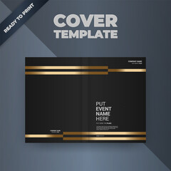 Gold-striped black event cover template, ready-to-print