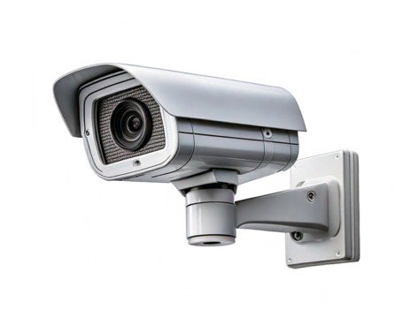 cctv security camera isolated on transparent background, PNG file, video surveillance camera, security camera isolated on white