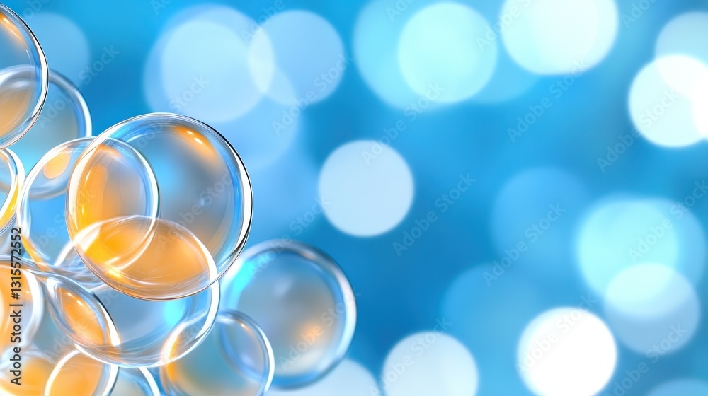 Wall mural bubbles floating in abstract background. great for web design, or science illustration