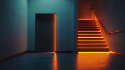 Modern Entrance with Glowing Lights and Security Features