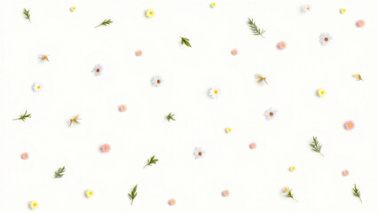 collection of leaf  and flower on white background ,seamless pattern background ,isolated on white ,
