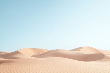 dune - minimal desert landscape with dunes and a clear, expansive sky, simple background with copy space