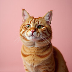 Obraz premium orange cat look dignified on coral backdrop