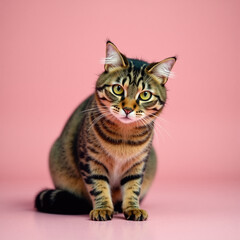 Obraz premium adorable cat on a pink background