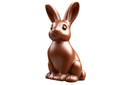Easter chocolate rabbit sculpture isolated on transparent background