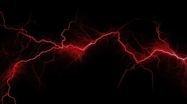 red thunder lightning in black background 