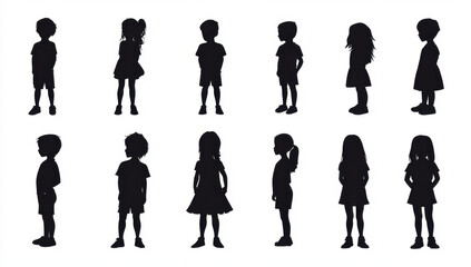 silhouettes of children isolated 

