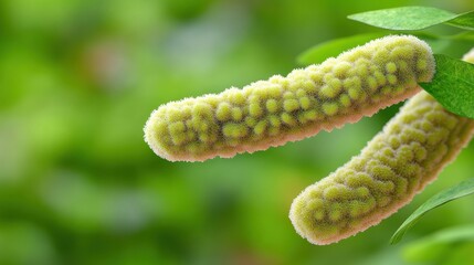 Fototapeta premium Close-up Green buds on a tree branch with soft focus background for nature enthusiasts' projects