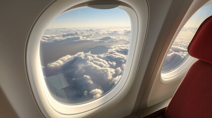 solo traveler sitting by the window in an airplane