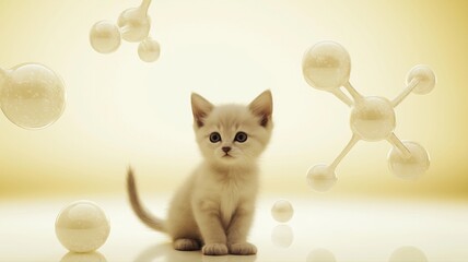 Fototapeta premium cute kitten on a milky white floor