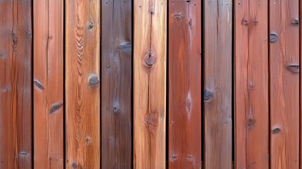 Fototapeta premium Close-up of wooden fence. Natural pattern, texture, and color variations on each vertical plank