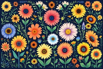 Bright Wildflower Banner Art for Colorful Home Decor