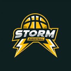 basketball logo with lightning storm