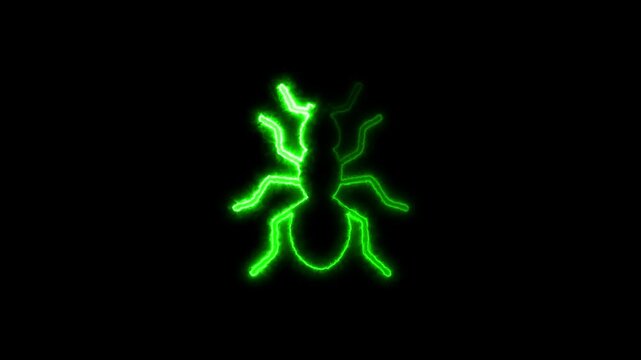 A neon ant icon animation could feature a glowing, animated ant that pulses with vibrant neon colors, creating a dynamic and modern look.The animation could show the ant moving in a fluid.