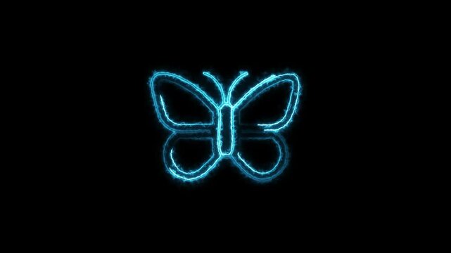A neon butterfly icon with a glowing animation effect.A vibrant neon butterfly icon, featuring a mesmerizing animation.