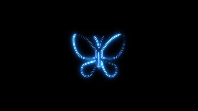 A neon butterfly icon with a glowing animation effect.A vibrant neon butterfly icon, featuring a mesmerizing animation.